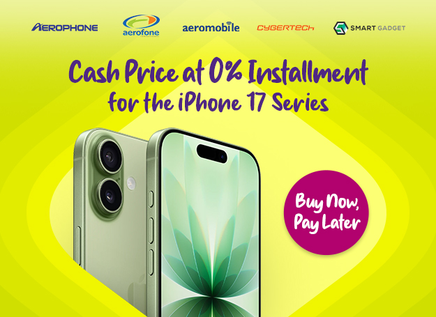 Get the new iPhone 17 series on cash price at 0% interest on installment for the 12 and 24- month terms. Plus, enjoy Buy Now, Pay Later* using your EastWest credit card at Aerophone. 