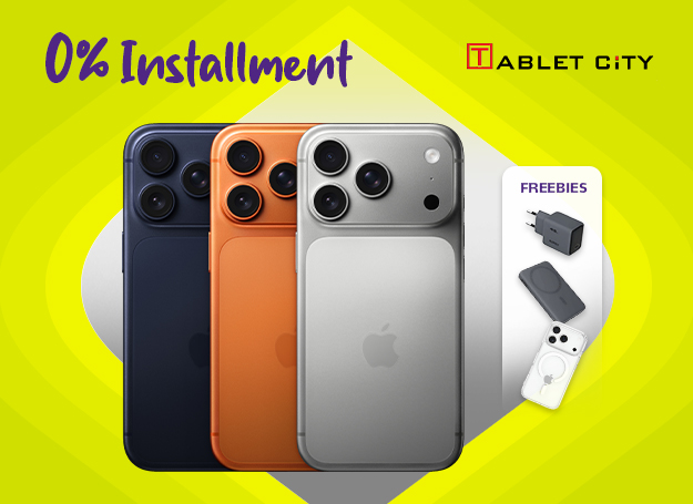 Get the new iPhone 17 series at 0% interest on installment for the 3, 6 & 12-month terms. Plus, enjoy exciting freebies at Tablet City with your EastWest credit card. 